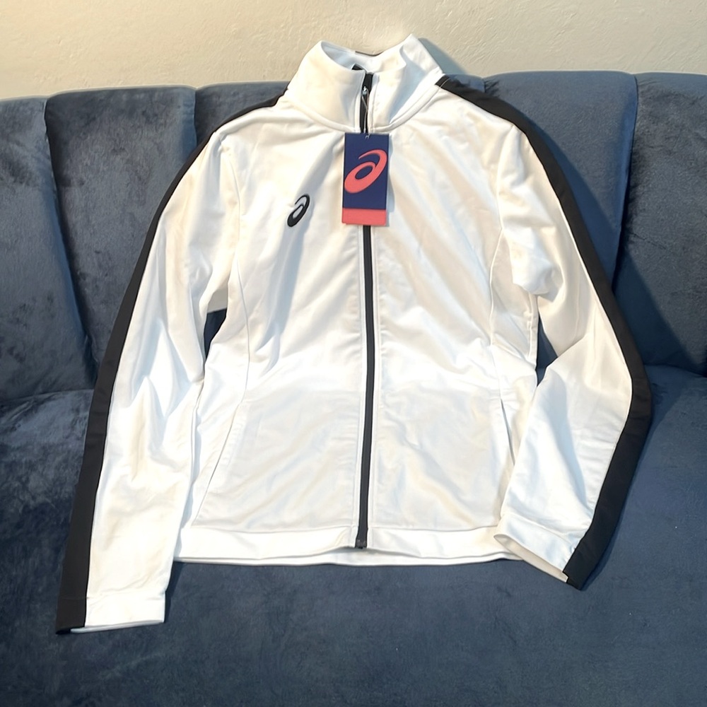 White ASICS Track Jacket